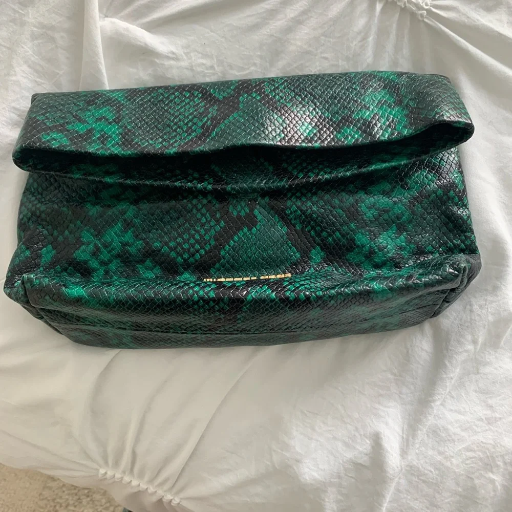 Michael Kors Emerald Snakeskin Clutch - Picture 1 of 14